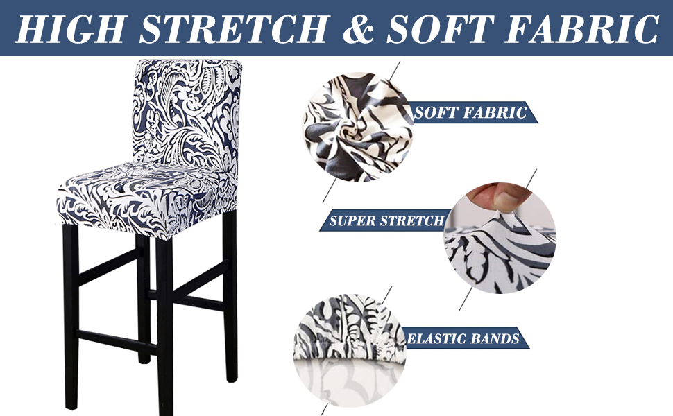 Bar Stool Covers,4 Pack Stretch Bar Stool Covers with Backs
