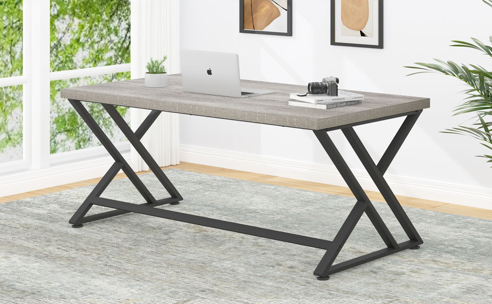 LVB Industrial Computer Desk, Writing Study Gaming Table with Storage
