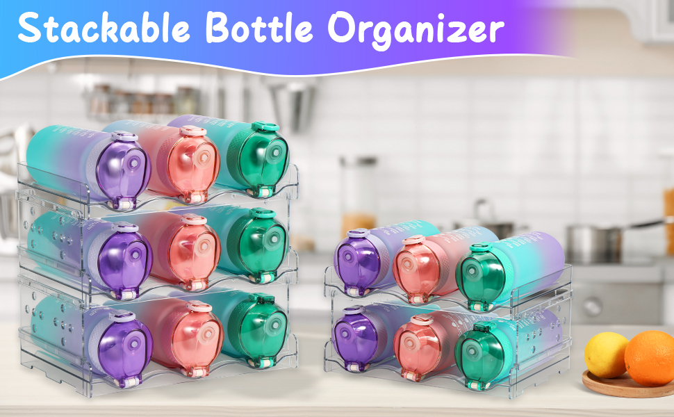 EllaYIDOI Stackable Water Bottle Storage Organizer,2packs