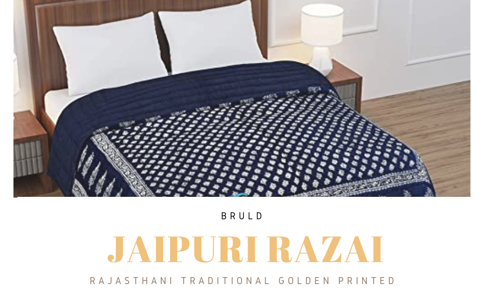 Buy BRULD Jaipuri Razai Rajasthani Traditional Golden Printed Hand