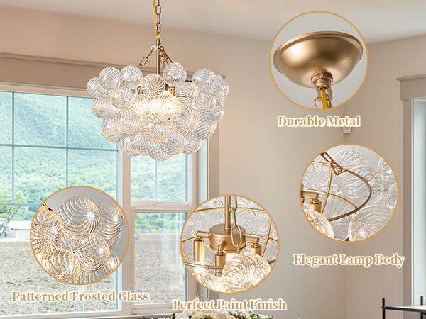 ALIYIQI Nordic Bubble Ball Swirled Modern Chandelier,Dia 20