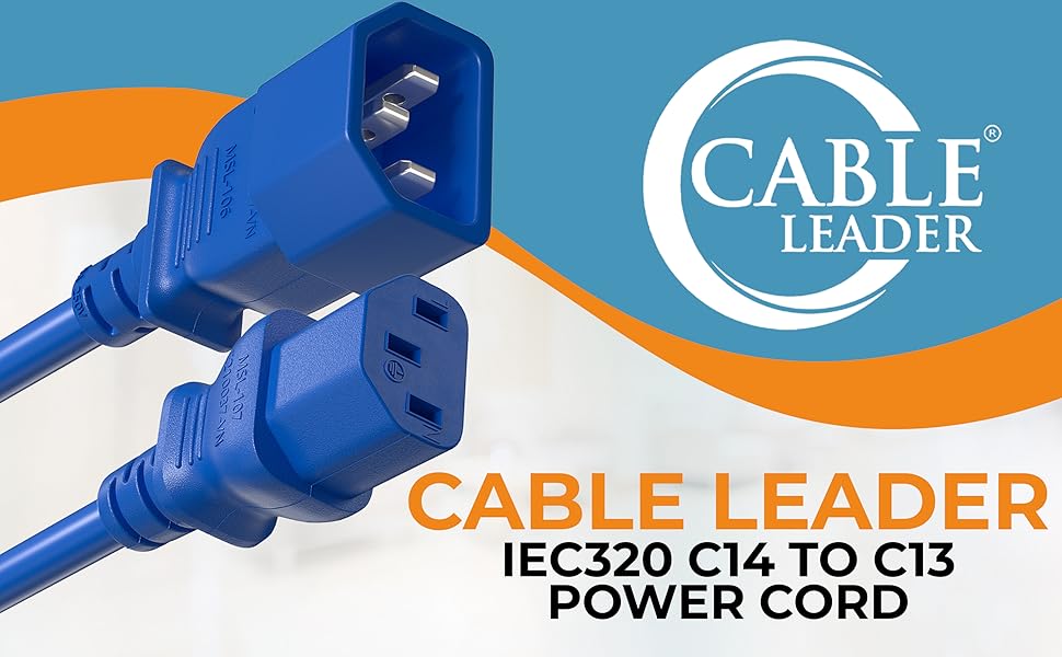 IEC-320 C13 to C14 Heavy-Duty Power Extension Cord 18 AWG 10A/250V SJT