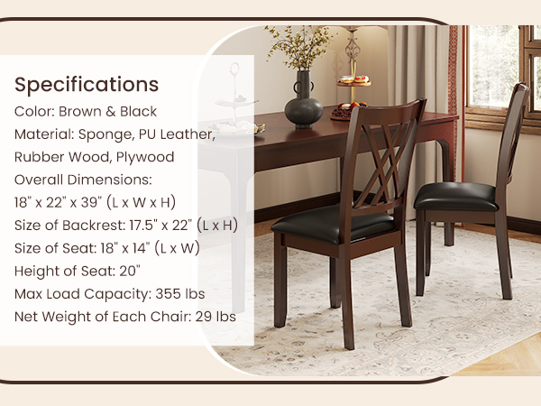 Amazon.com - Giantex Wood Dining Chairs Set of 4, Faux