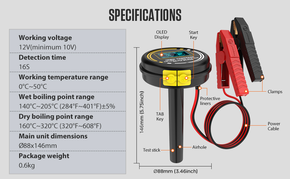 Brake Fluid Boiling Point Tester AS506 DualMode Automotive Brake System Tools Brake