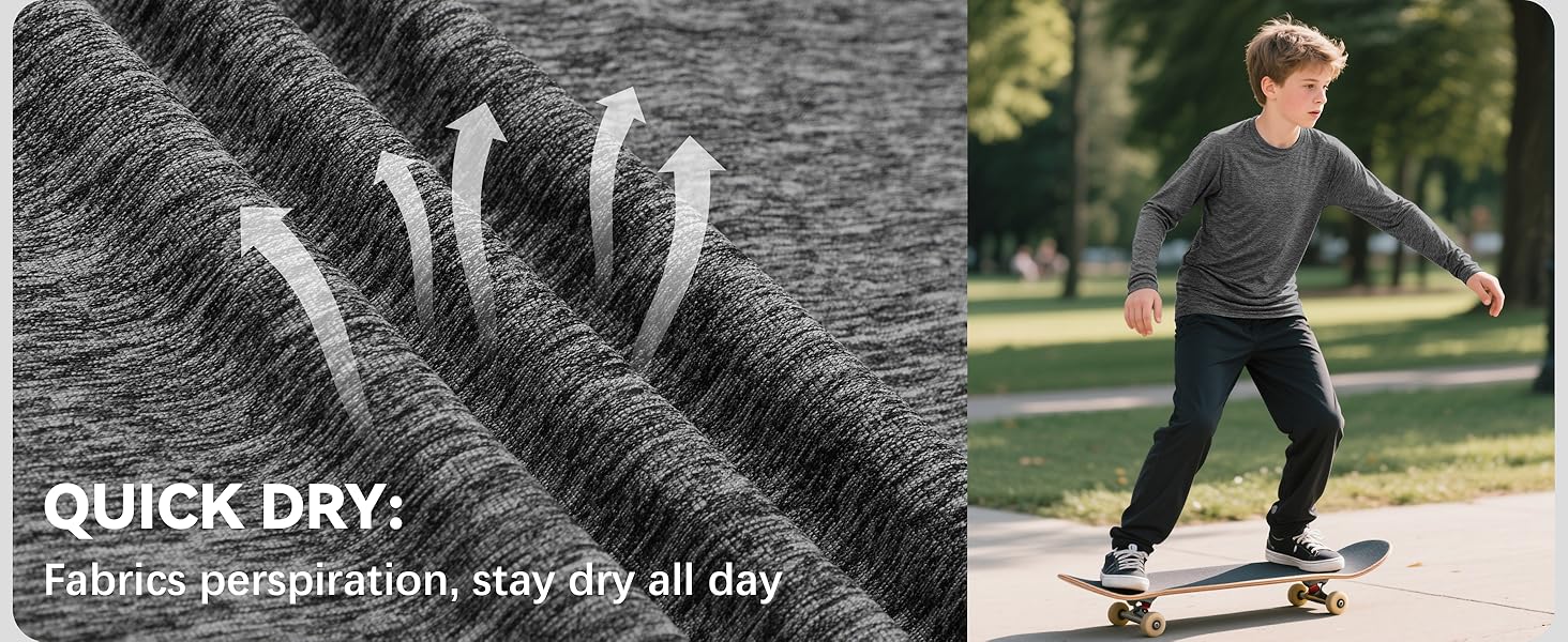 HXP 5 Pack Boys Long Sleeve Shirts Youth Dry Fit Shirts Boys' Activewear Athletic Performance T-Shirts Clothes 6-18 Years 18 boys long sleeve athletic shirts