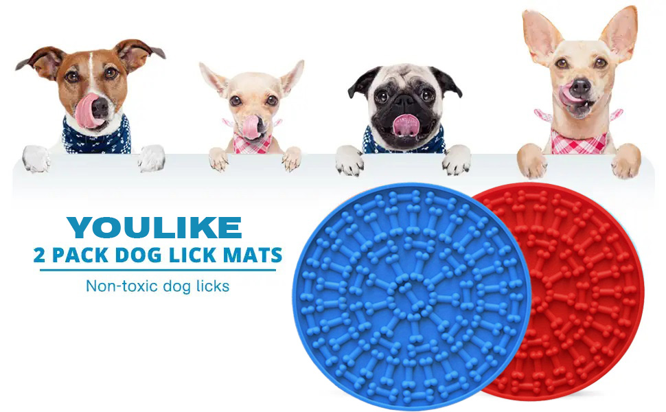 YOULIKE 2 PCS Licky Mats for Dogs Dog Lick Mats Slow Feeding Mat