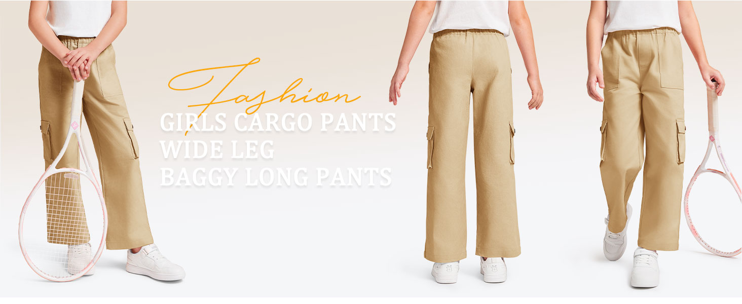 Girls Casual Straight Cargo Pants