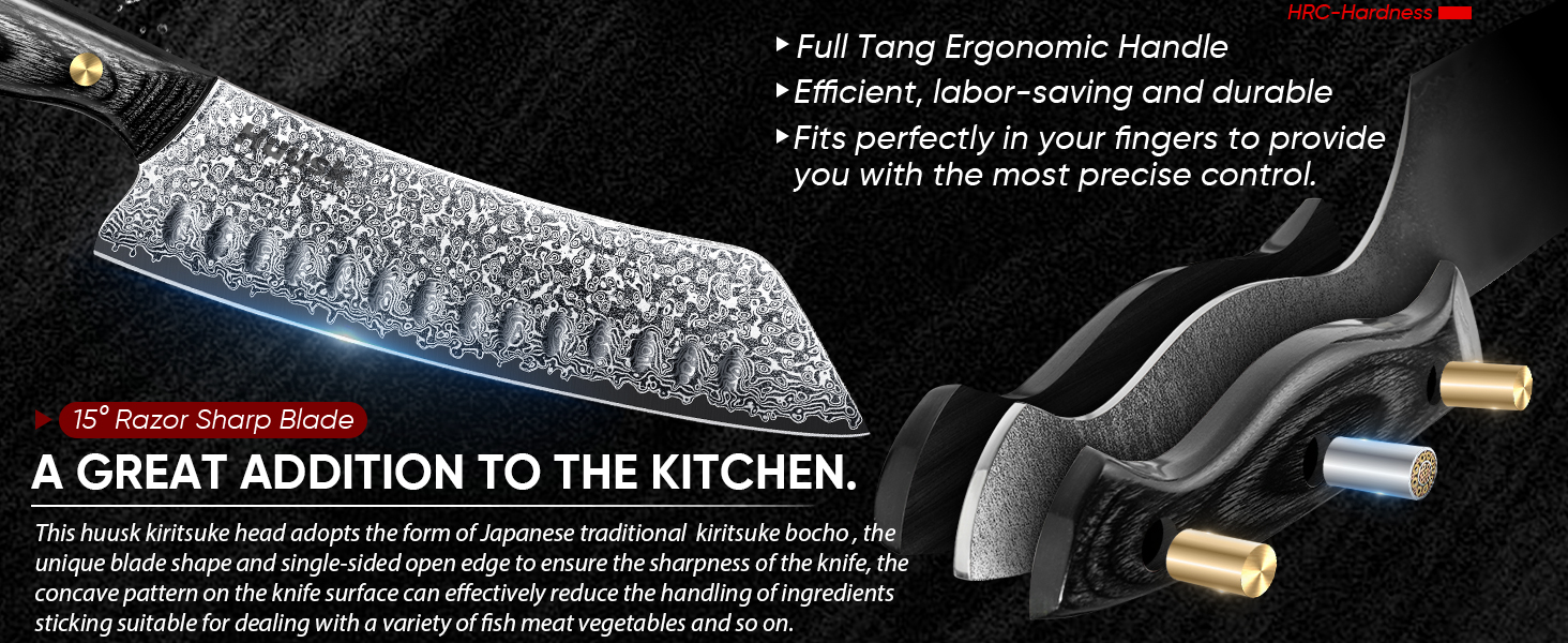 Damascus kitchen knife