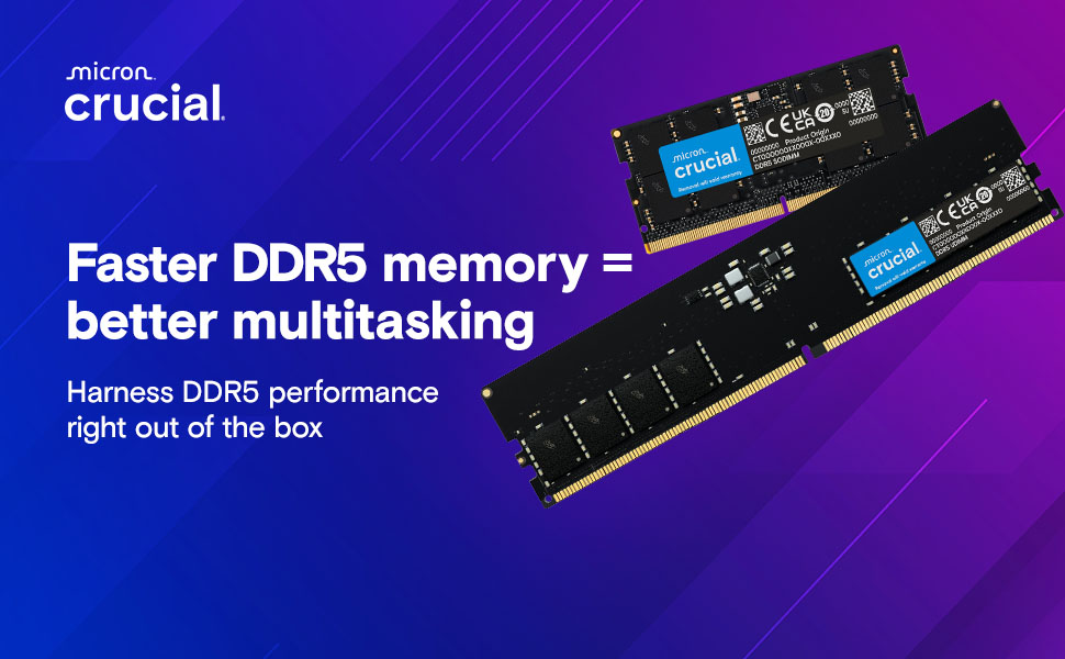 Crucial 32GB DDR5 RAM Kit (2x16GB), 4800MHz CL40 Laptop Memory