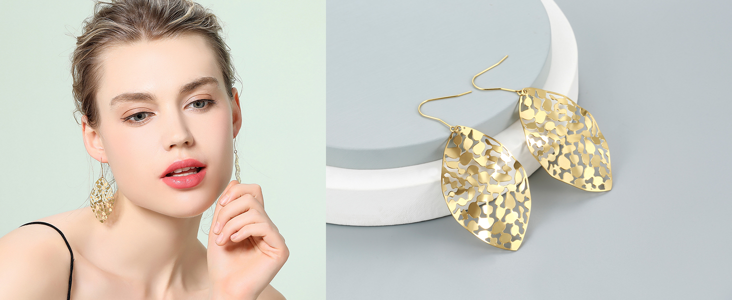 gold leaf earrings
