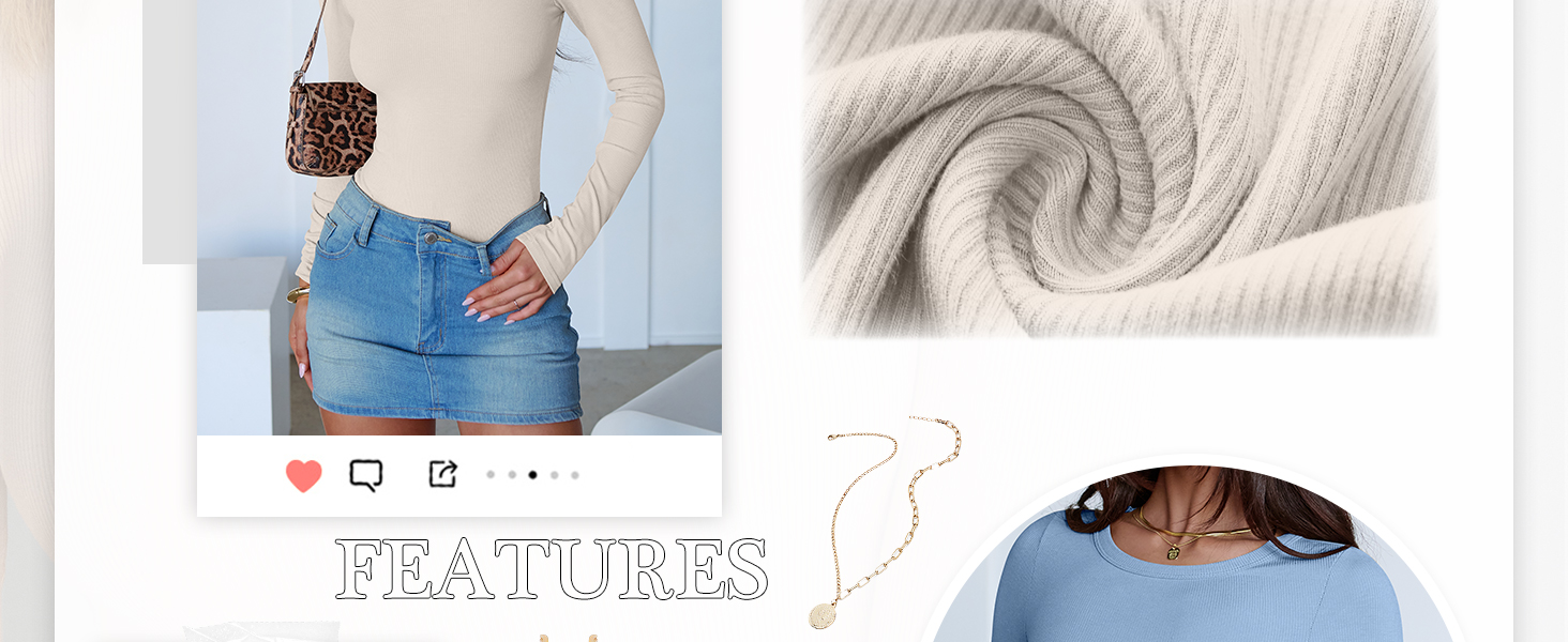 Women Long Sleeve Crew Neck Bodysuits Top TShirts Sexy Solid Trendy Clothes Outfits