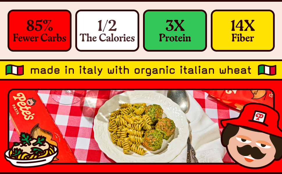 Pete's Pasta 3 Pack Rotini Noodles Pasta 8oz 7g Low Carb Pasta 17g High Protein