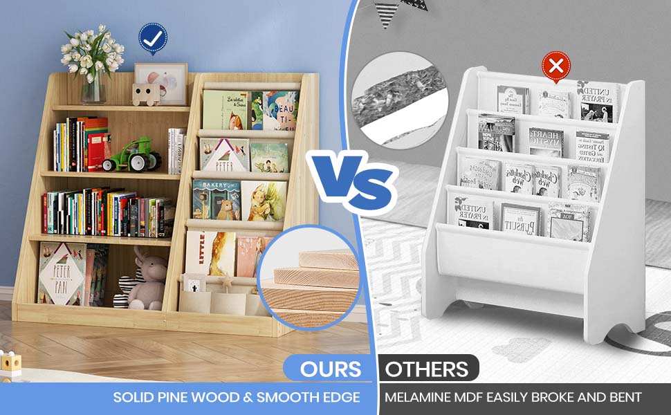 solid wood kids bookshelf