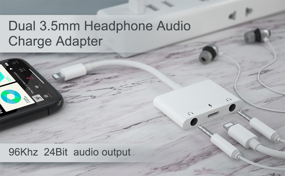 iPhone Headphone Splitter,3 in 1 Dual 3.5mm Headphone Jack