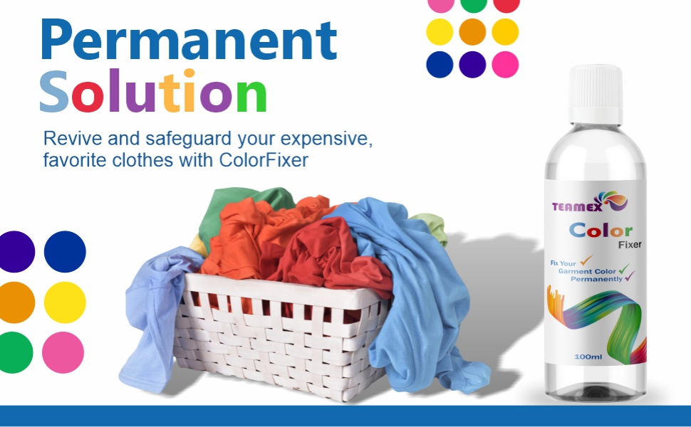 Teamex Color Fixer Liquid for Clothes, Works for Cotton, Linen
