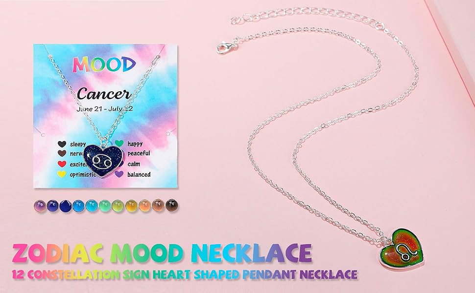 Amazon.com: Zodiac Mood Necklace 12 Constellation Sign Heart