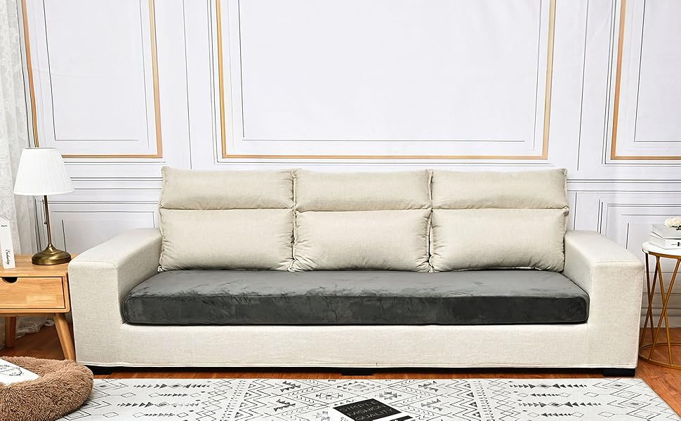 Rosnek Velvet Couch Cushion Covers Stretch for Sectional Sofa L Shape,Sectional Sofa