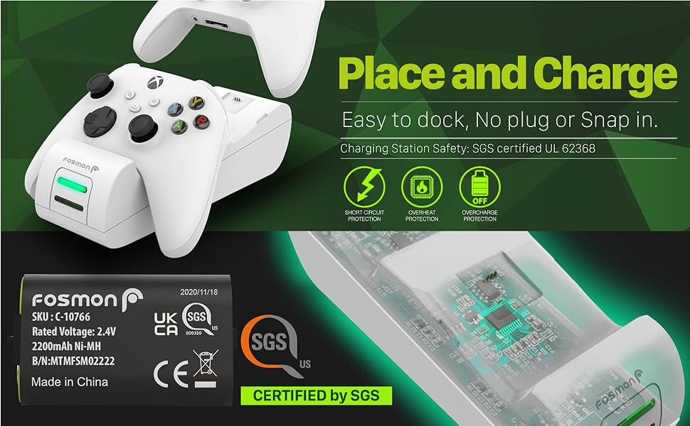 Fosmon Dual 2 MAX Charger with 2X 2200mAh Rechargeable Battery Pack