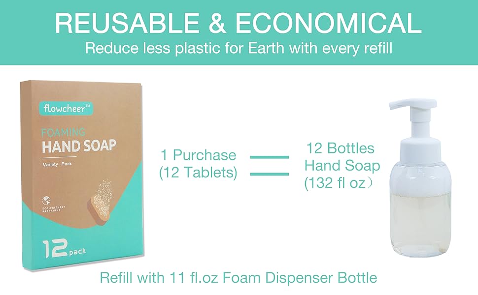 flowcheer Foaming Hand Soap Tablet Refills12 pack Makes