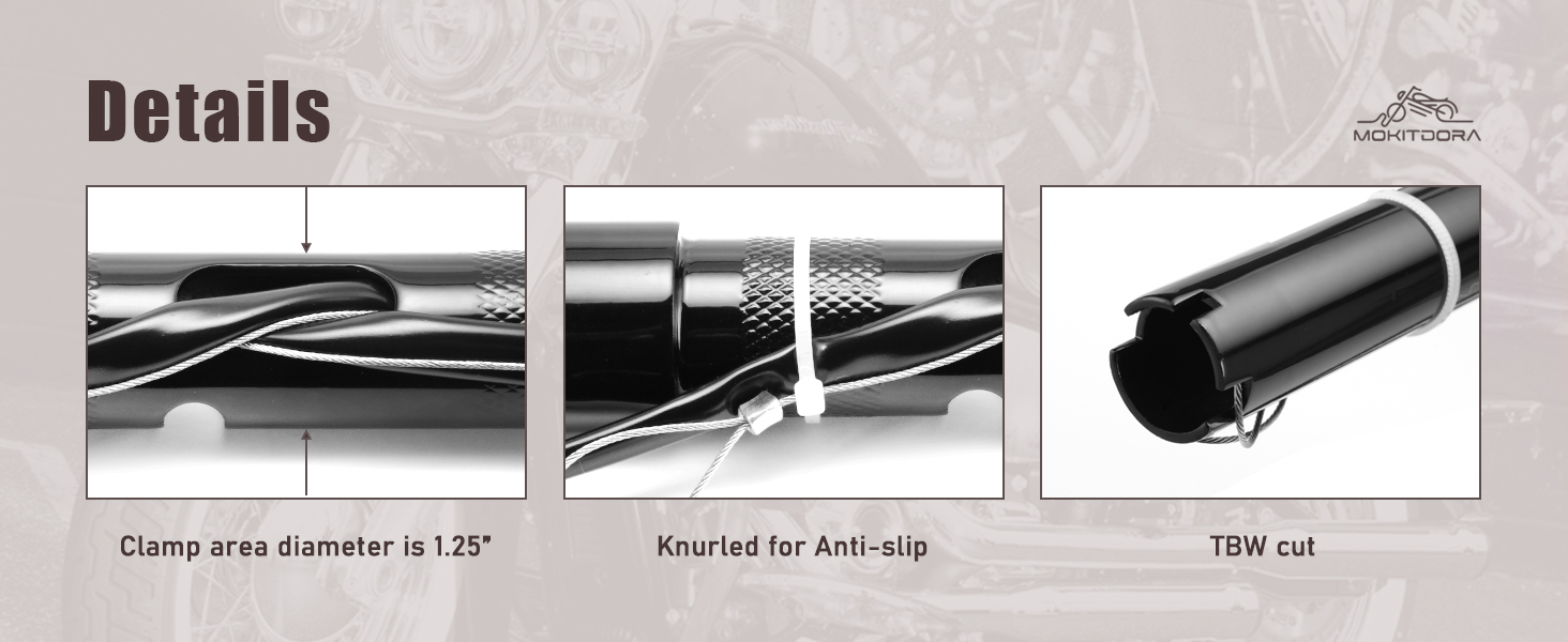 MoKitDora Road Glide Prewired Handlebar 12" Rise 1.5" Fat