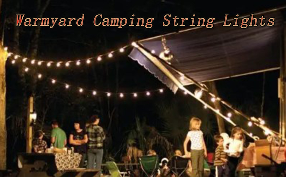 Qosneoun Warmyard Camping String Lights, 2024 New Outdoor Waterproof Portable Stowable String