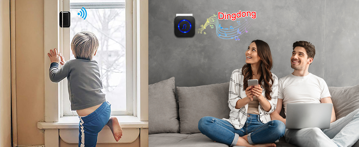 SanJie Wireless Door Chime,Door Chimes When Door Opens,Door Sensor