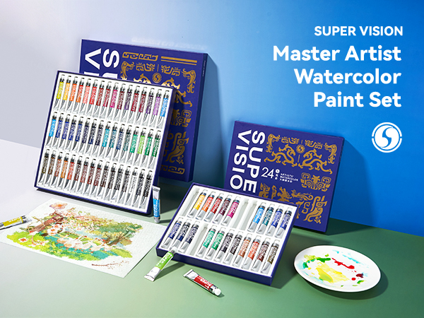 スーパービジョン　super vision 透明水彩　プロフェッショナル　24色 Amazon | SUPER VISION 水彩絵の具セット マスターアーティスト