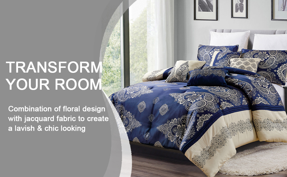 Homechoice Decor 7 Pieces Jacquard Bedding Comforter Sets