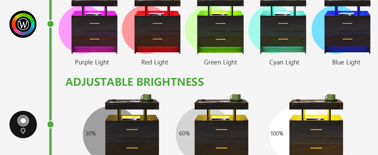 night stand,nightstand,white nightstand,night stand with charging station,modern nightstand