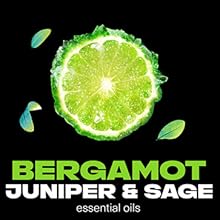 Icon of Aqua Bergamot with juniper and sage leaves floating around.