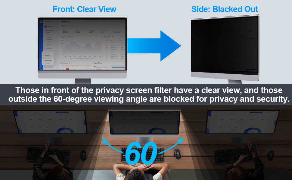 GUDTEKE Computer Privacy Screen Filter 27" Hanging Privacy Screen