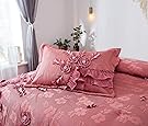 pink floral pearl ruffle pillow sham