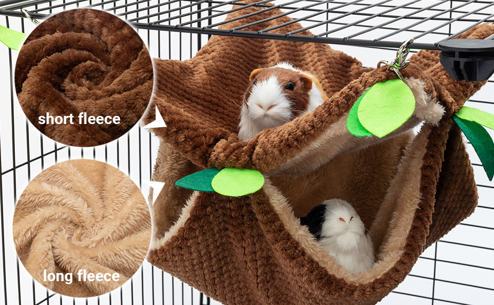 Small Animal Hammock - Hanging Hammock & Tunnel Hideout for Guinea Pig Hamster Parrot Rat Chinchilla - Warm Swing Plush Cage Bed Washable Pet Hammock 12