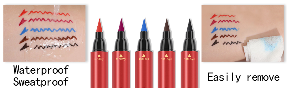 blue purple black red eyeliner liquid eye cat stamp shapes liner pencils winged for women waterproof
