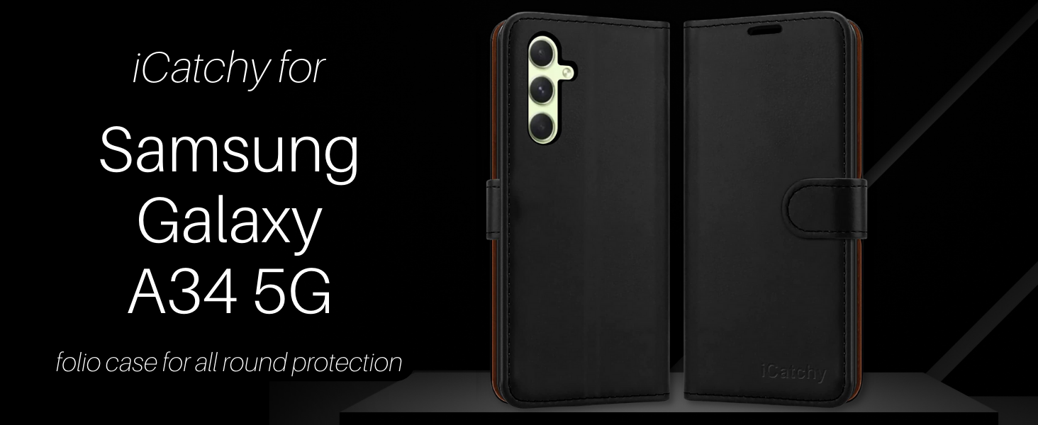 iCatchy for Samsung Galaxy A34 5G Case Leather Wallet Book Flip Folio