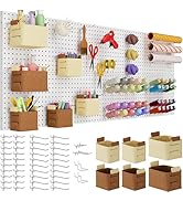 Spampur Peg Board, 8 Pack Metal Pegboard Panels White Pegboards Wall Organizer with 50 Pcs Hooks,...