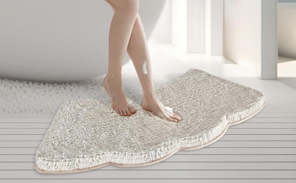 UVCMDUI Corner Shower Mat, AntiSlip Absorbent Curved Bath Mats for