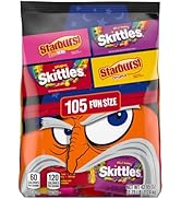 Wrigley's SKITTLES & STARBURST Fun Size Chewy Halloween Candy Variety Pack, 105 Ct Bulk Bag