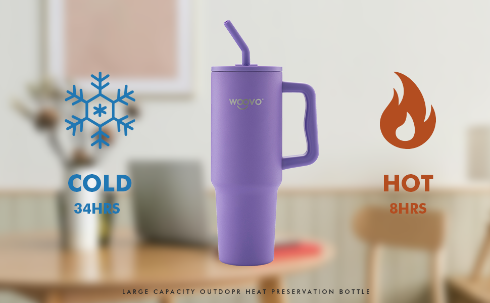 WOOVO 40 oz Tumbler with Handle and Straw Lid, Insulated