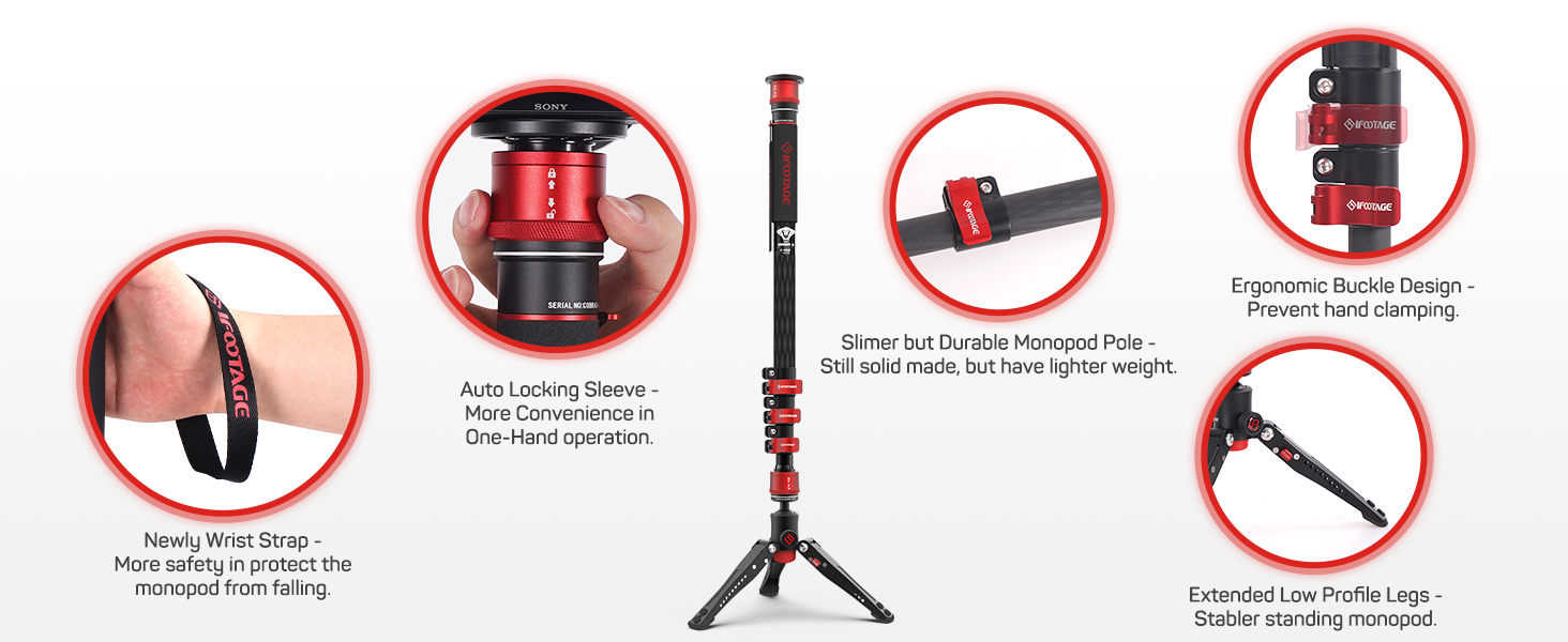 IFOOTAGE 71" Professional Monopod, Carbon Fiber Monopod