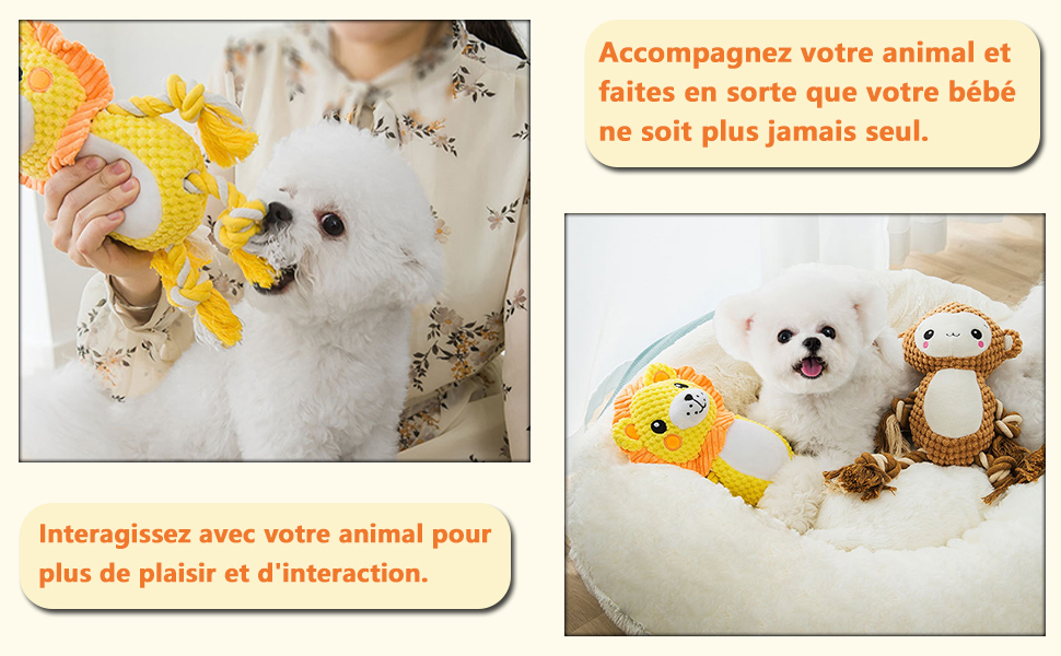 Tohoee Lot de 2 Peluche Jouets pour Chien Couineurs indestructibles Jouet à Mâcher pour Chiot