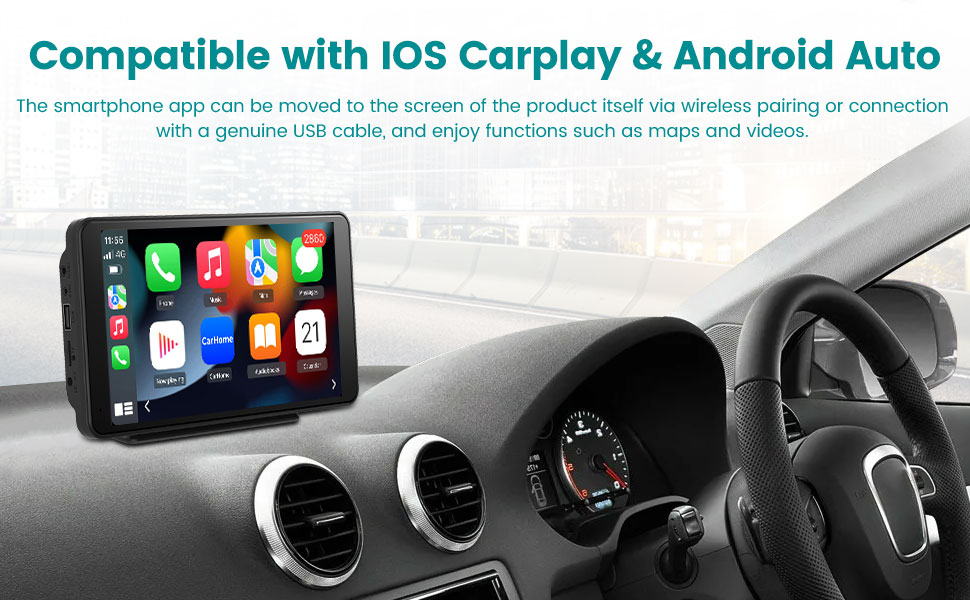 AWESAFE Car Stereo, Wireless CarPlay and Android Auto, AirPlay and