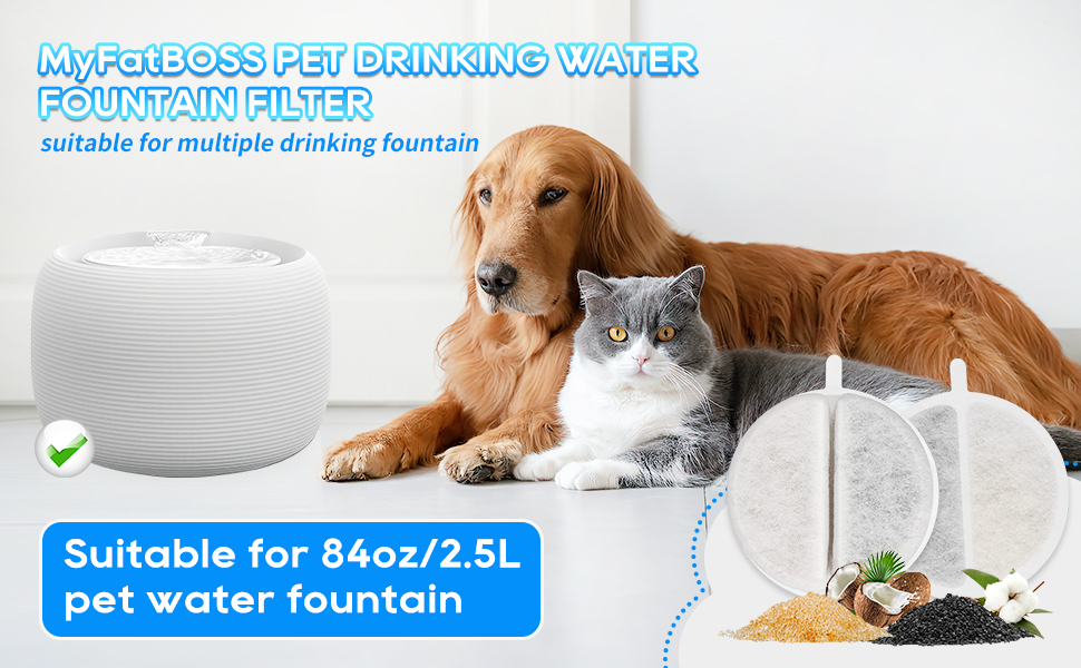 MyfatBOSS Cat Fountain Filter Replacement, 8 Pack Cat Water