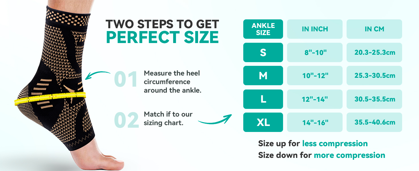 Ankle Brace for Sprained Ankle Compression Sleeve Copper Infused Ankle Support Brace for Women Men