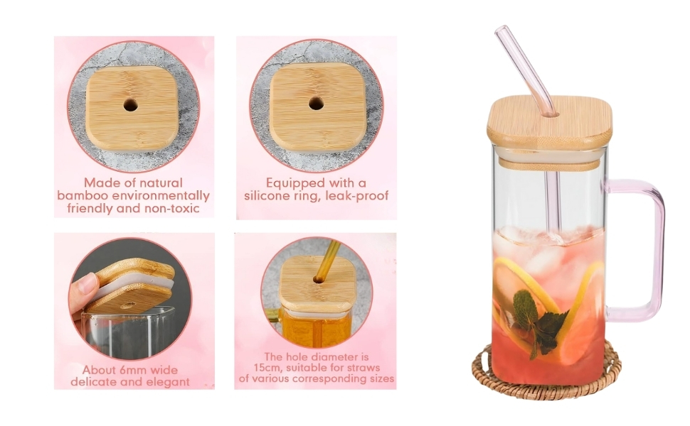 Glass sipper with lid pack of 2