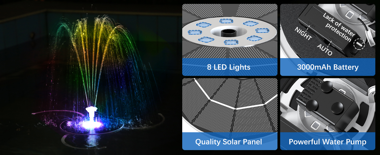 floating solar water fountain