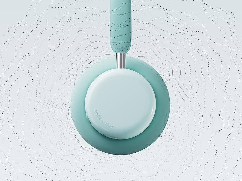 Dispositivo circular de color menta que se muestra desde múltiples ángulos sobre un fondo blanco texturizado, que muestra diferentes posiciones y orientaciones.