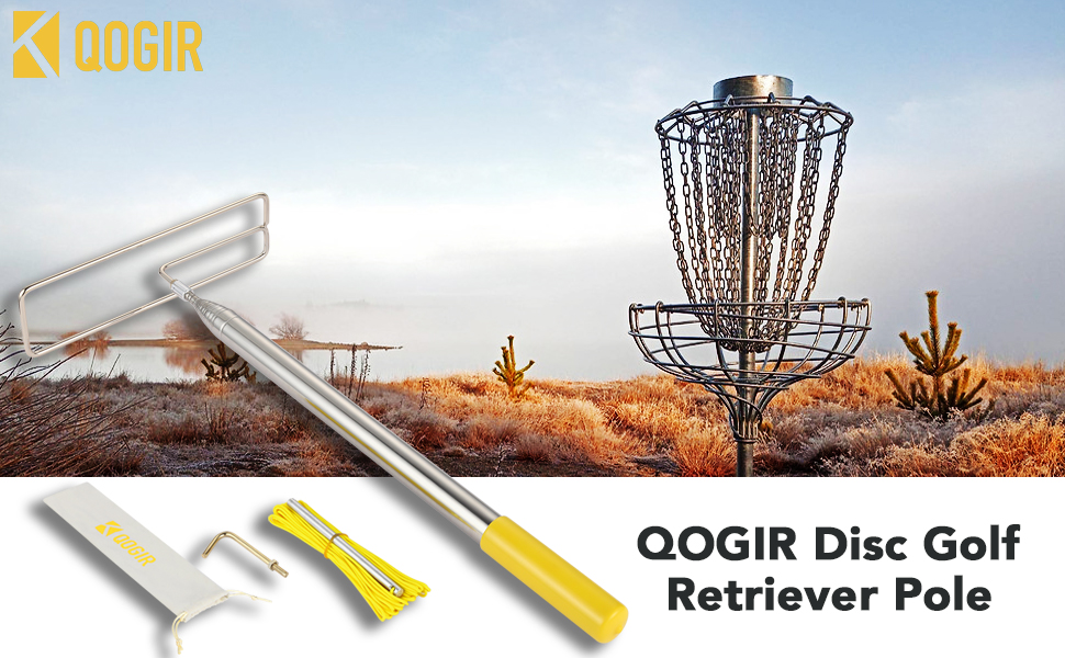 QOGIR Disc Golf Retriever Pole Telescoping Discs Retriever Extends Up to 16ft, Disc Golf