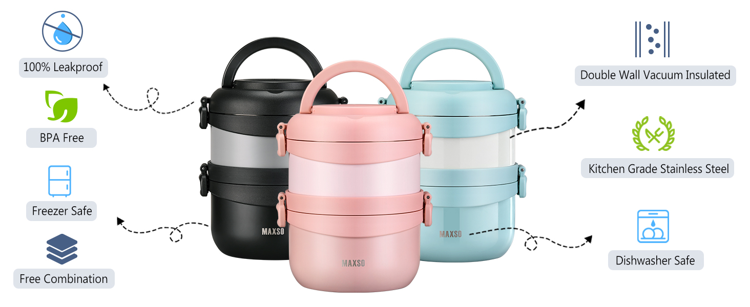 MAXSO Bento Box Soup Thermo for Hot Food, Vacuum Insulated