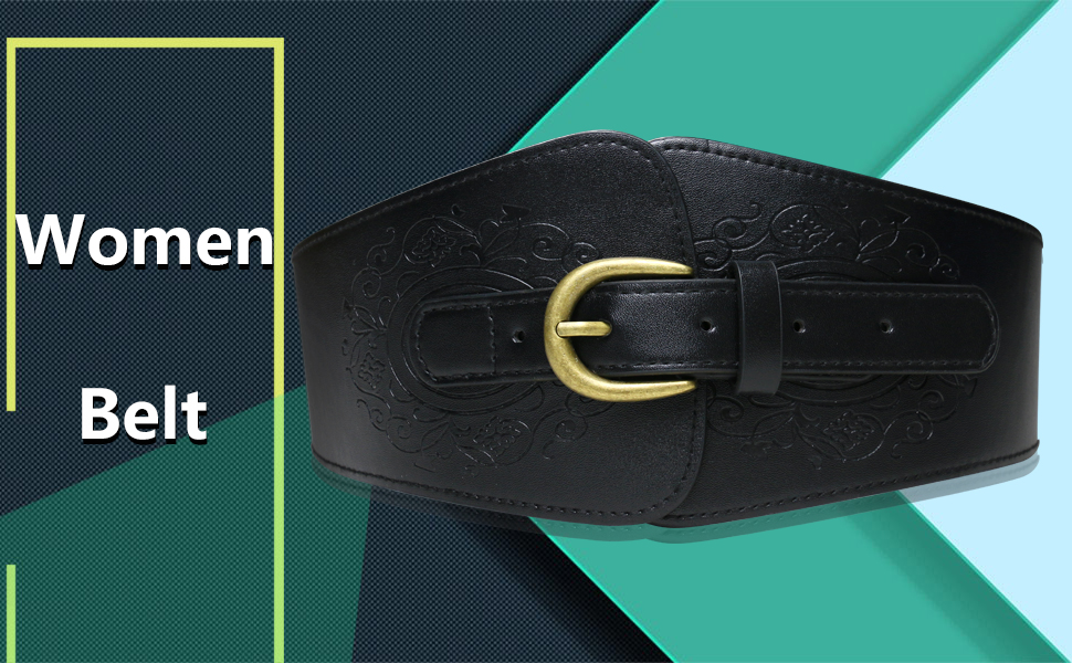 Namzi Women's Black Leather Corset Belt, Thick Waist Cincher